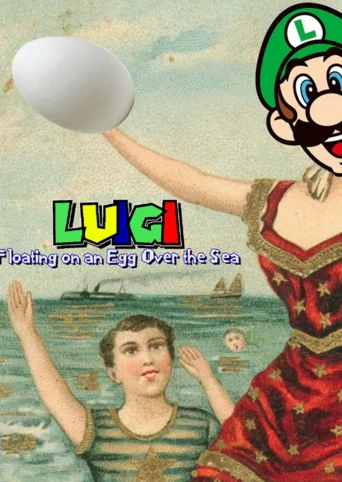 Luigi Floating on an Egg Over the Sea